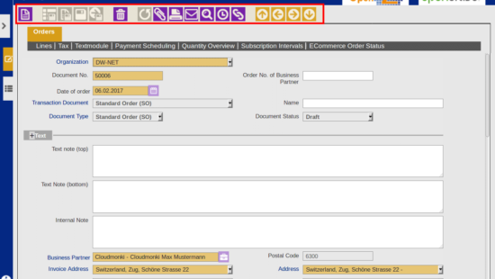 Navigation und Bearbeitung per Symbolleiste und Tastatur Shortcuts