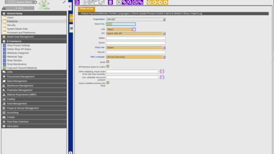 ERP Shop Connector Setup