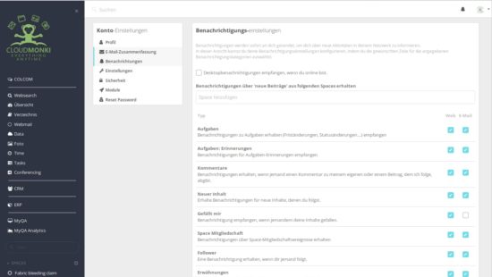 Setting notifications - Definition of activities that trigger a notification